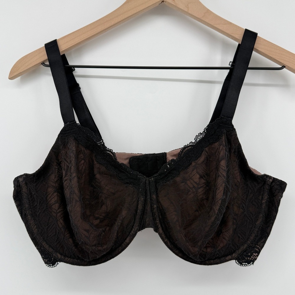 Wacoal Vivid Encounter Convertible Lace-Trim Bra‎ 855295 40D Taupe Black Unlined